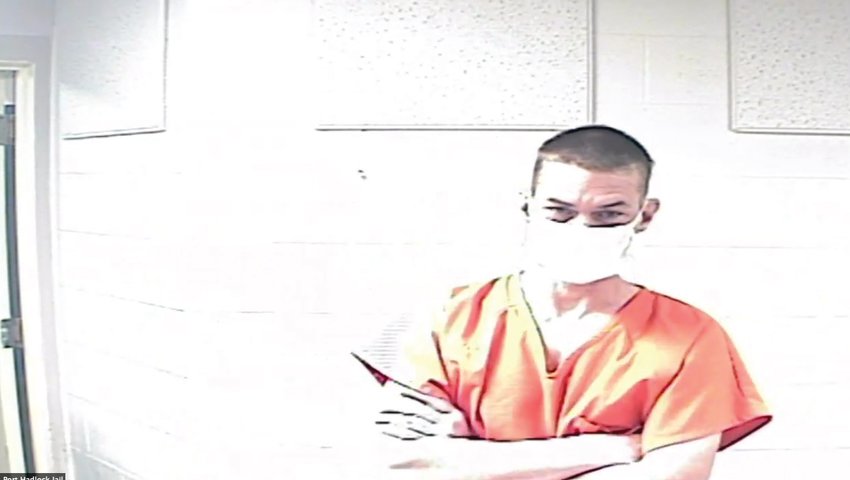 James Nathaniel Parker appears in Jefferson County Superior Court via a video link from the county jail in Port Hadlock.
