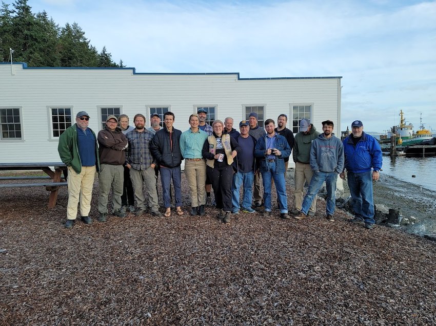 The Marine Systems graduating class of September 2021 on the Port Hadlock campus of the Northwest School of Wooden Boatbuilding.