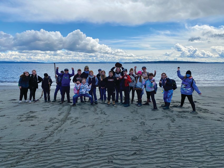 Chimacum Elementary students tackle a beach clean-up outing during the Earth Day week.