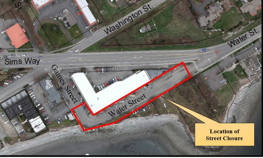 A sewer main break has led to the closure of a section of Water Street and Gaines Street.