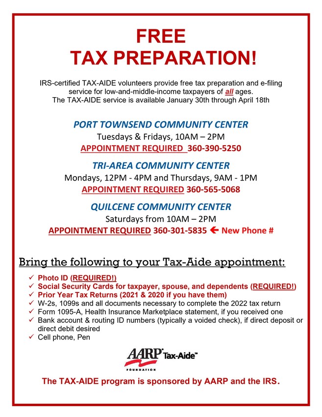 AARP Tax-Aide Free Tax Preparation | Port Townsend Leader