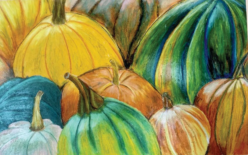&ldquo;Pumpkin Pile&rdquo; by Claudia Wilcox, Quilcene High School.
