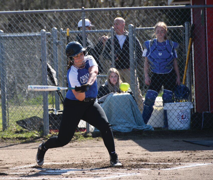 EJ third baseman Alyssa Vandenberg takes a swing at a pitch during the Rivals&rsquo; matchup against Cascade Christian School last week.