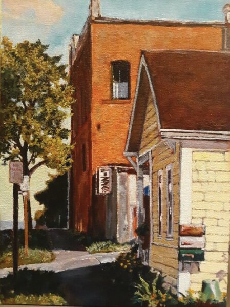 &quot;A Walk to the Uptown Pub&quot;  Painting by Andrew Sheldon
