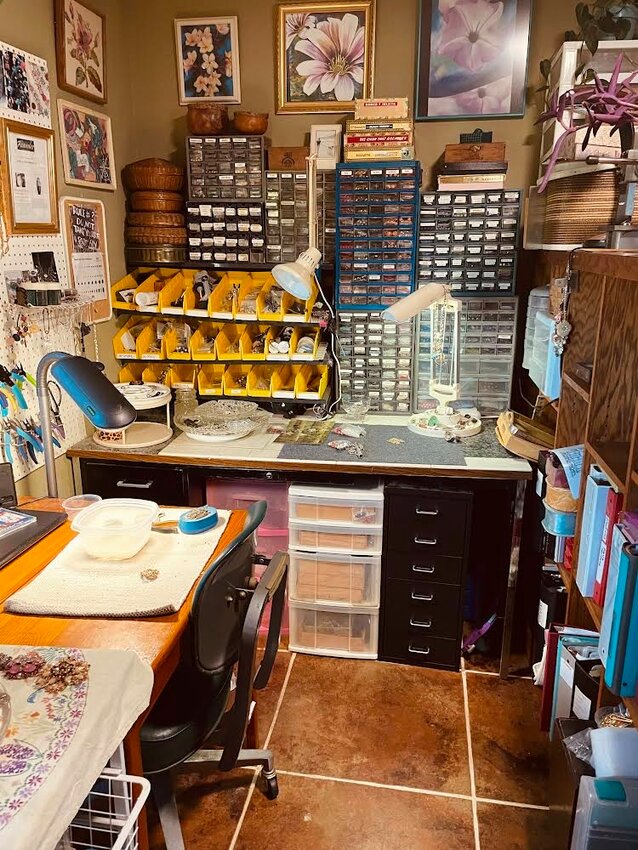 The tiny studio of Sheila Brown.