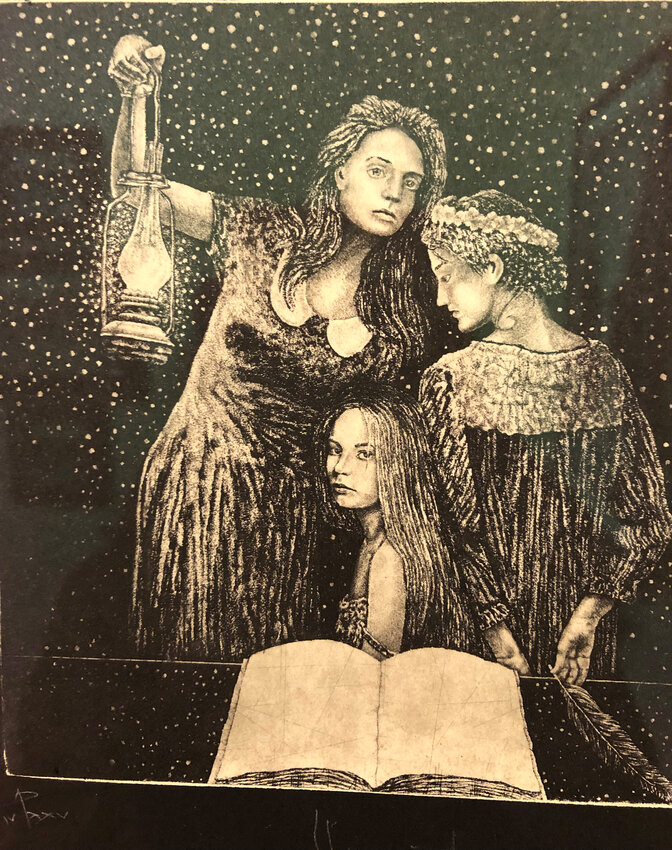 &ldquo;Graces&rdquo; is among the etchings by Egor Shokoladov at Northwind Art&rsquo;s Jeanette Best Gallery in Port Townsend. photo courtesy of Northwind Art