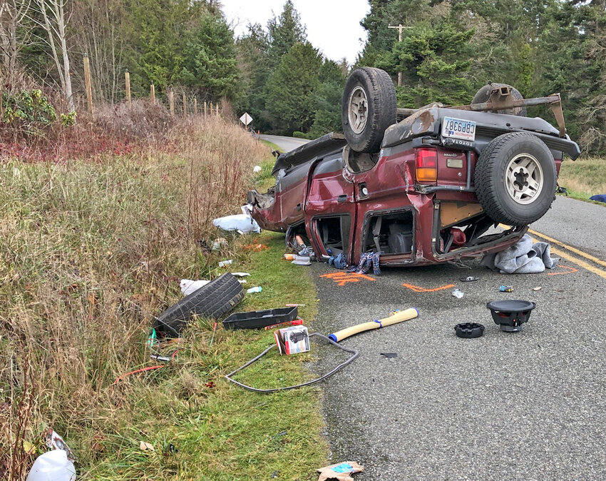 Dean L Sanders reported to The Leader that at approximately 5:20 a.m. on December 13, a rollover occurred on East Marrowstone Road, Nordland near Meade Road. Two people were airlifted, he reported of the one vehicle incident.