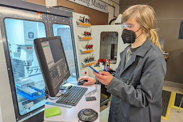 Oliver Moore gains familiarity with the milling machine in a Computer-Aided Design class at Port Townsend High School. Courtesy photo