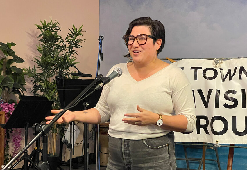 State senator and Congressional hopeful Emily Randall describes her priorities to the audience at a forum organized by Port Townsend Indivisible March 12. Courtesy photo