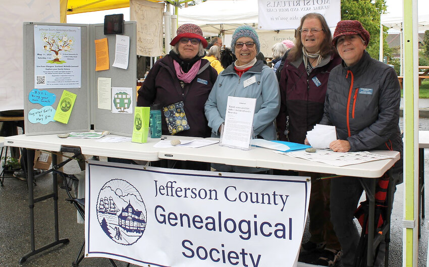 Genies Kathie Wilkenson, Diane Johnson, Linda Atkins, and Kathy Pool spread the word about their 40th Anniversary celebration at the Farmer’s Market.