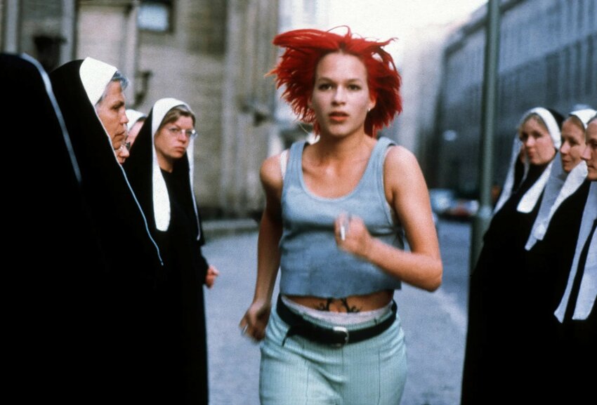 Lola (Franka Potente) marks her Sisyphean race against time to the beat of a killer techno soundtrack in Tom Tykwer&rsquo;s &ldquo;Run Lola Run.&rdquo;