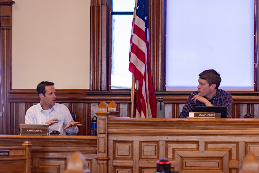 City Manager John Mauro and Mayor David Faber at the Port Townsend City Council meeting on Monday, July 15.