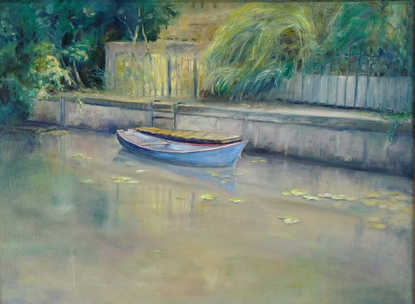 “Canal Blue Boat” by Port Townsend painter Linda Tilley is part of the new wave of artwork at Jefferson Healthcare Hospital. Photo courtesy Northwind Art