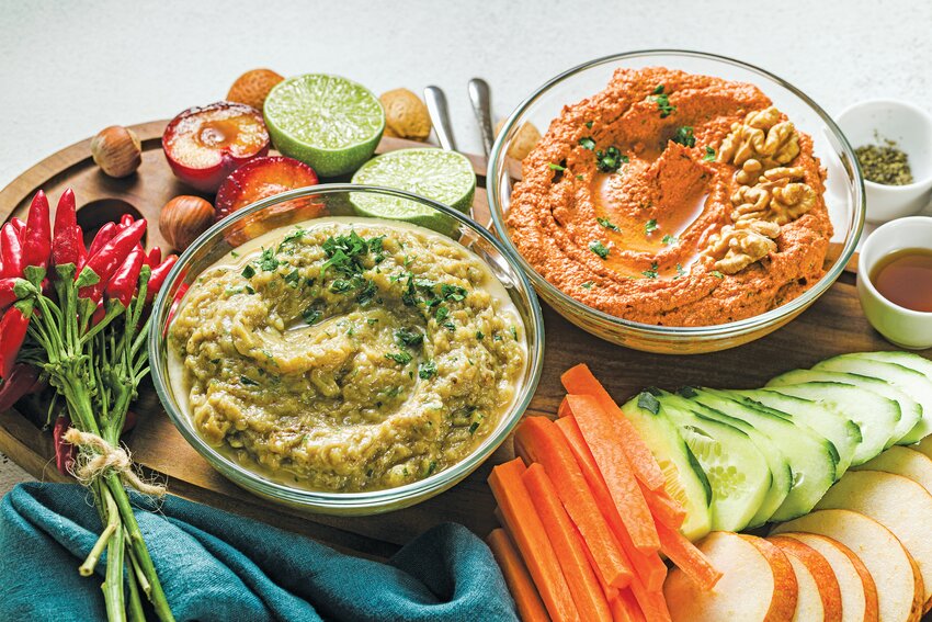 Roasted Eggplant and Red Pepper Baba Ganoush.