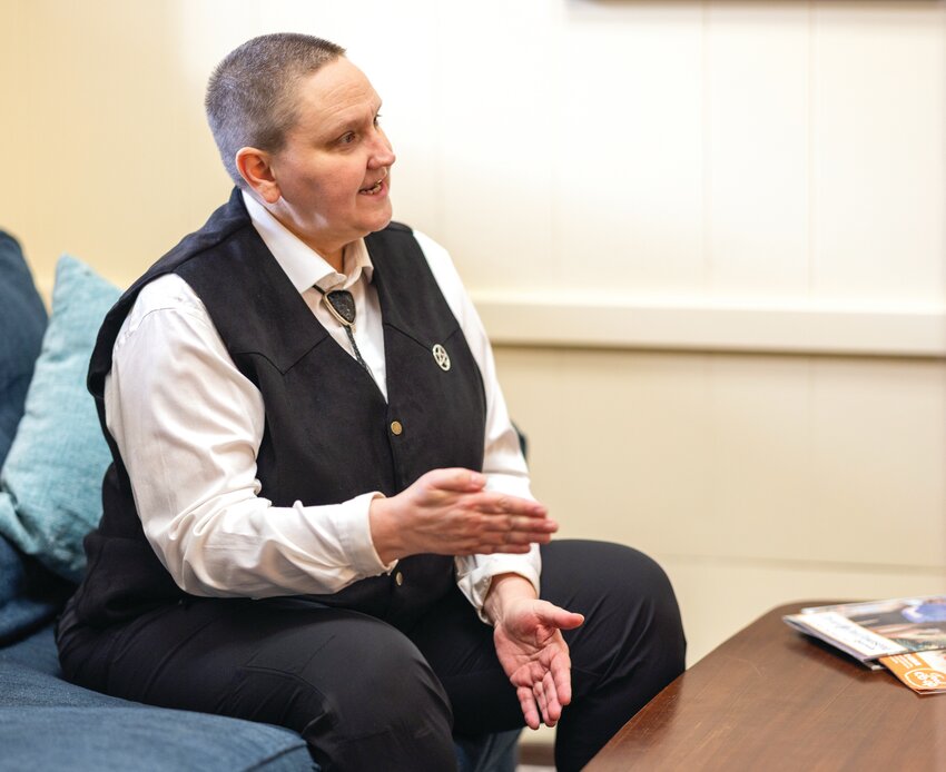 The Rev. Crystal Cox sits down for an interview with The Leader on Friday, March 14.
