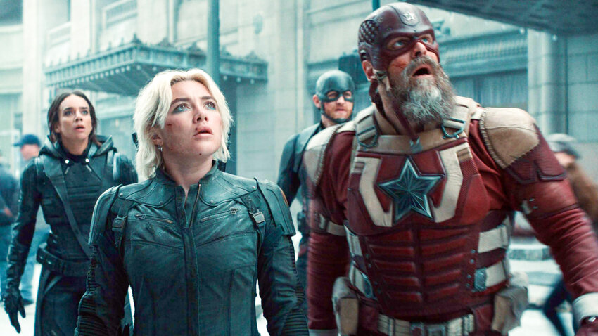 Florence Pugh and David Harbour lead the charge in the MCU's "Thunderbolts*."