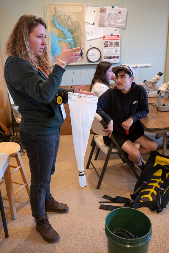 AmeriCorps volunteer Hillary Sanders teaches a plankton class at the Port Townsend Marine Science Center.