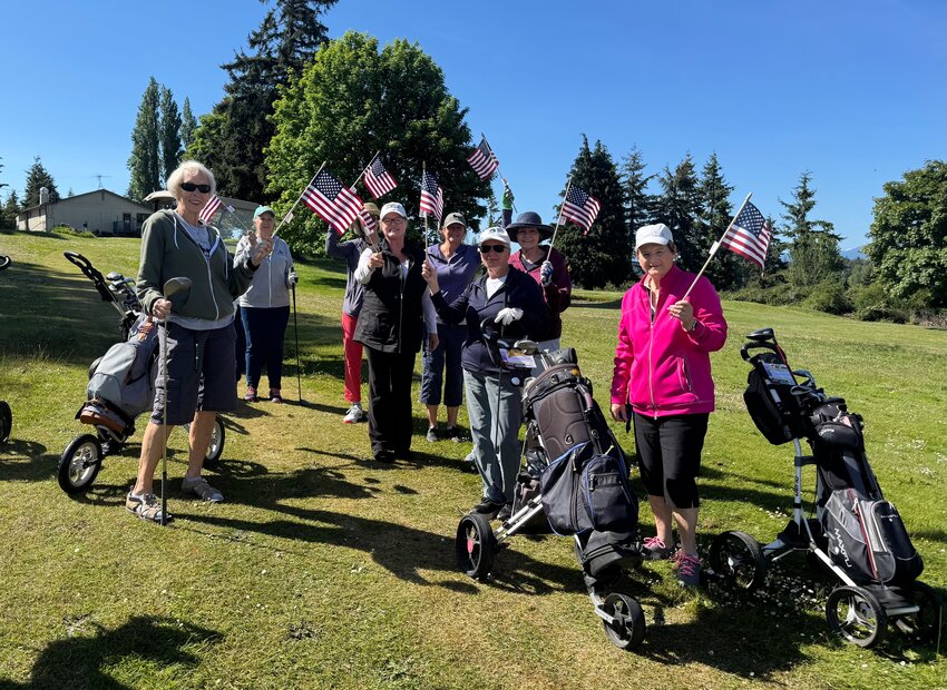 From left to right, Linda Deal, Shelley French, Linda Sullivan, Suzan Neill, Robin Best, Sally Giesler, Judy Munden, Starla Audette. Half of the 15 ladies who turned out to compete in a Memorial Day tribute.