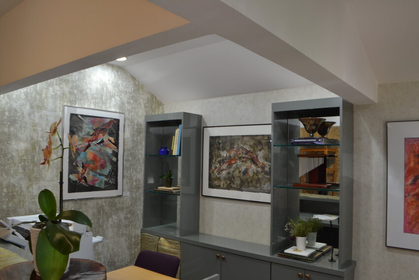 A high-traffic area where artists can rent space on the walls
