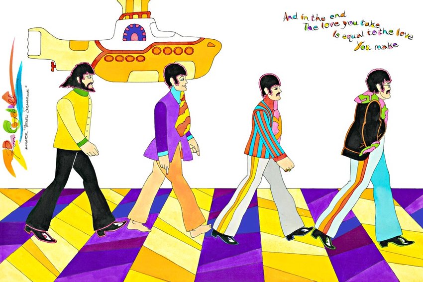 Ron Campbell&rsquo;s art showing the Beatles.