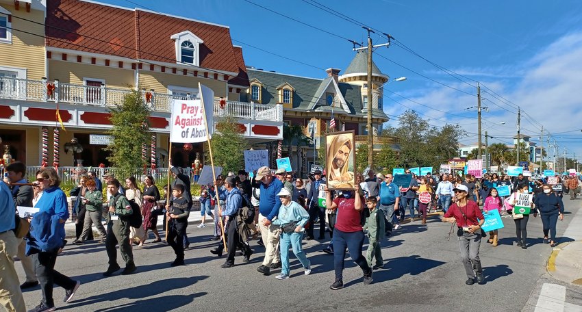 Hundreds take part in the 2022 March for Life in downtown St. Augustine.