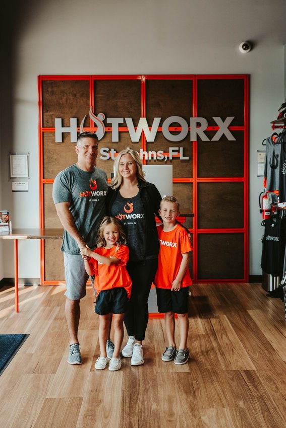 Jamie Thibodeaux and her husband Aaron is joined by their children Cecelia and Liam. Together, the couple opened HOTWORX a year ago in St. Johns.