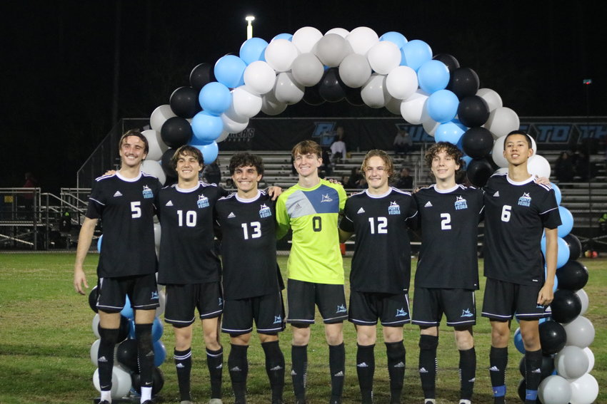 The Ponte Vedra High boys soccer team honored its current class of seniors with a special senior night ceremony during halftime of the Sharks game against Bishop Kenny High School on Jan. 5. The Sharks capped the night in grand fashion with a 5-1 win over the Crusaders.