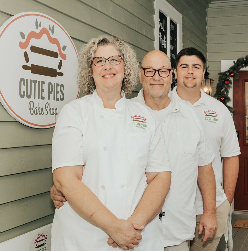 Bethany Mitidieri, husband Rick and son Miles are seen outside the Cutie Pies Bake Shop.