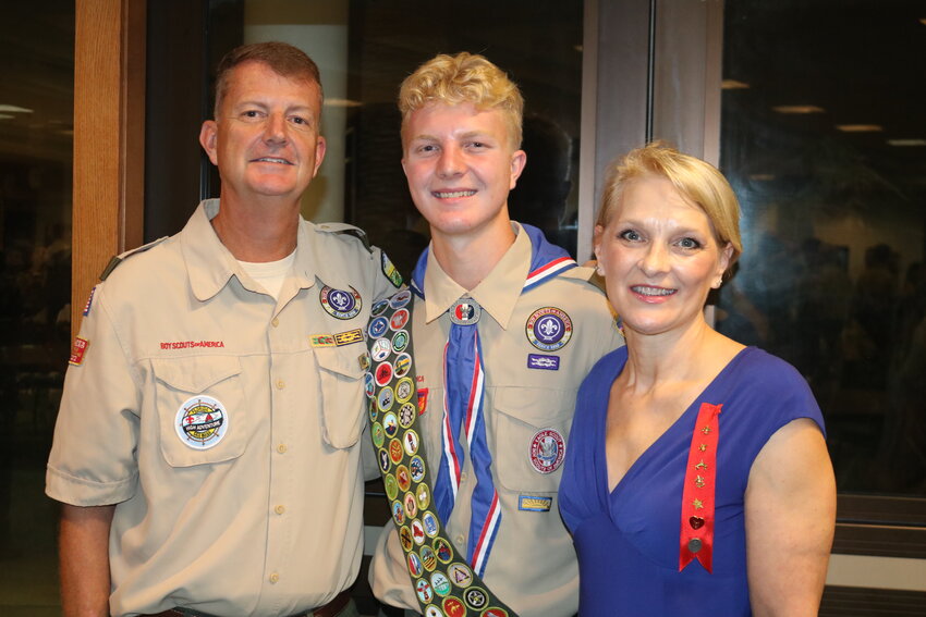 Tre Peterson thanked his support system, which includes his father Tom and mother Cheryl, for helping him earn all 138 merit badges as a boy scout.