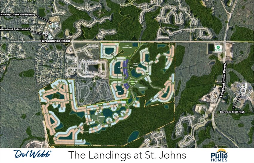 Map of Del Webb St. Johns and The Landings by Pulte Homes.
