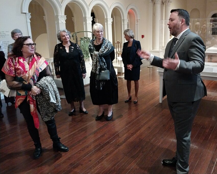 Lightner Museum Executive Director David Bagnall, right, speaks during the opening reception for &ldquo;The Triumph of Nature: Art Nouveau from the Chrysler Museum of Art.&rdquo;