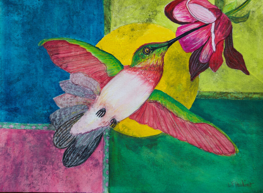 Hummingbird painting by Linda F. Hawkins