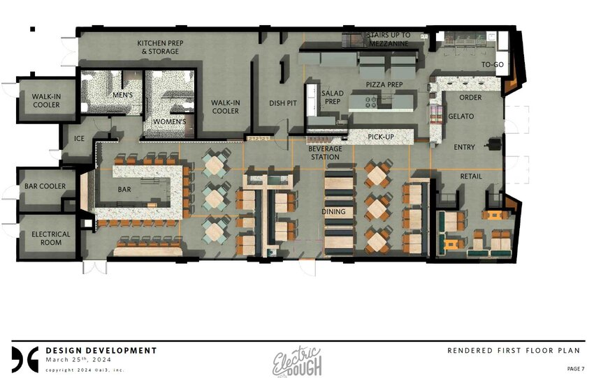 The floorplan for the new Electric Dough Pizza Co.
