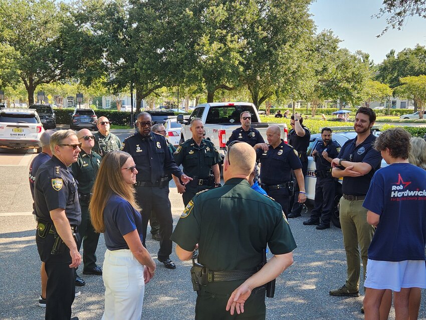 Members of the St. Johns County Sheriff&rsquo;s Office and Jacksonville Sheriff&rsquo;s Office came together for a law enforcement meet and greet in Nocatee on July 13.