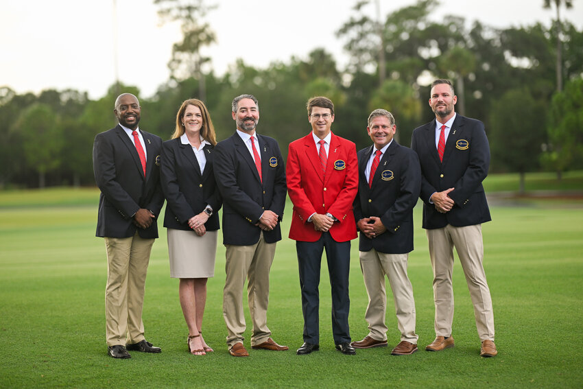 THE PLAYERS Championship tournament volunteer leadership team: Vice-Chair Kevin Copeland, Vice-Chair Laura Renstrom, First Vice-Chair Marc Hassan, Chairman Tyler Oldenburg, Vice-Chair Hamilton Neal and Vice-Chair Luke Pritchett.