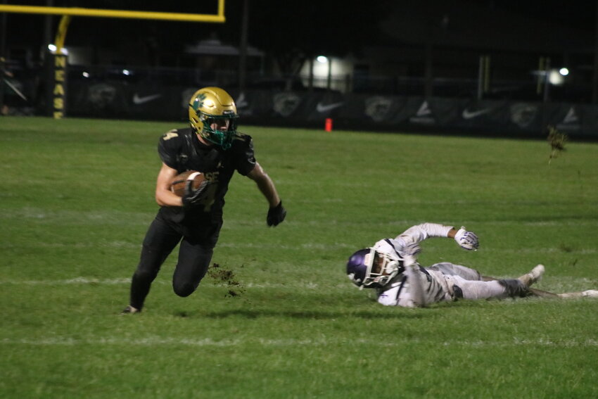 Maddox Spencer turns up field and leaves a Fletcher defender in the dust on his way to a touchdown on the night.