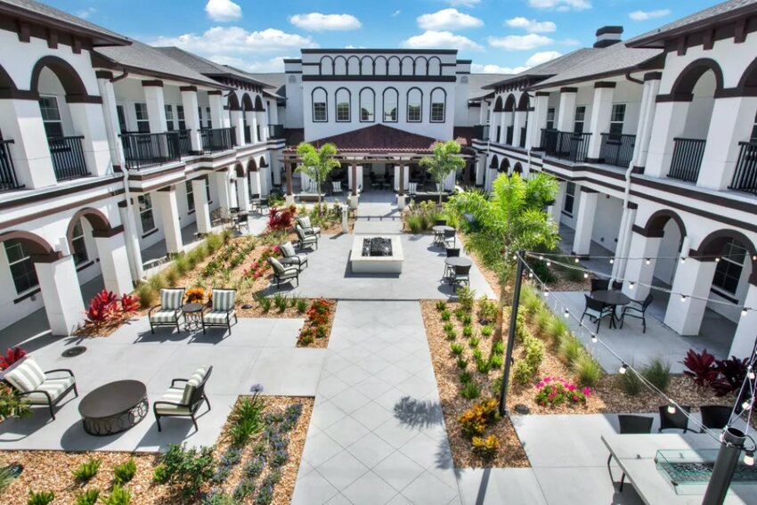 Courtyards feature lush landscapes and are ideal for group exercise or quiet reflection.