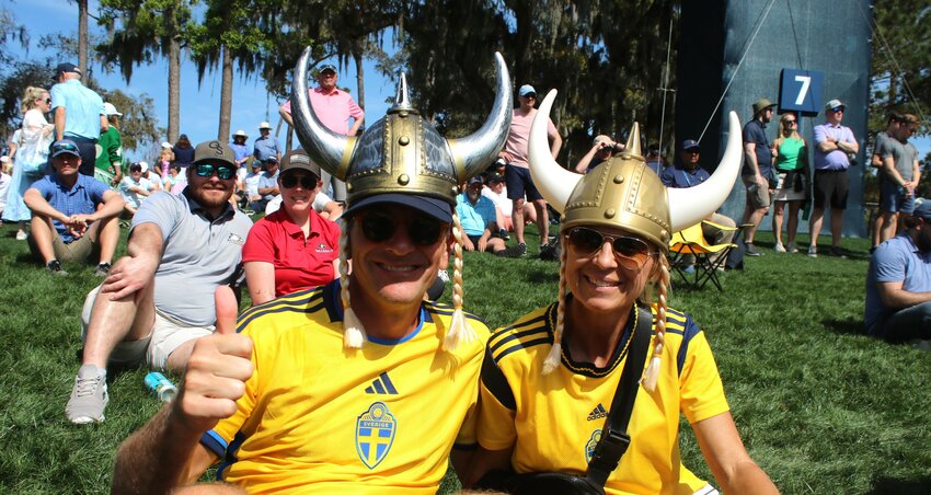 Fans of Ludvig Aberg of Sweden.