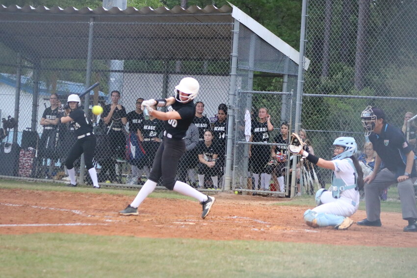 Sydney Davis hammers one of her two doubles during the Panthers win over the Sharks on April 1.