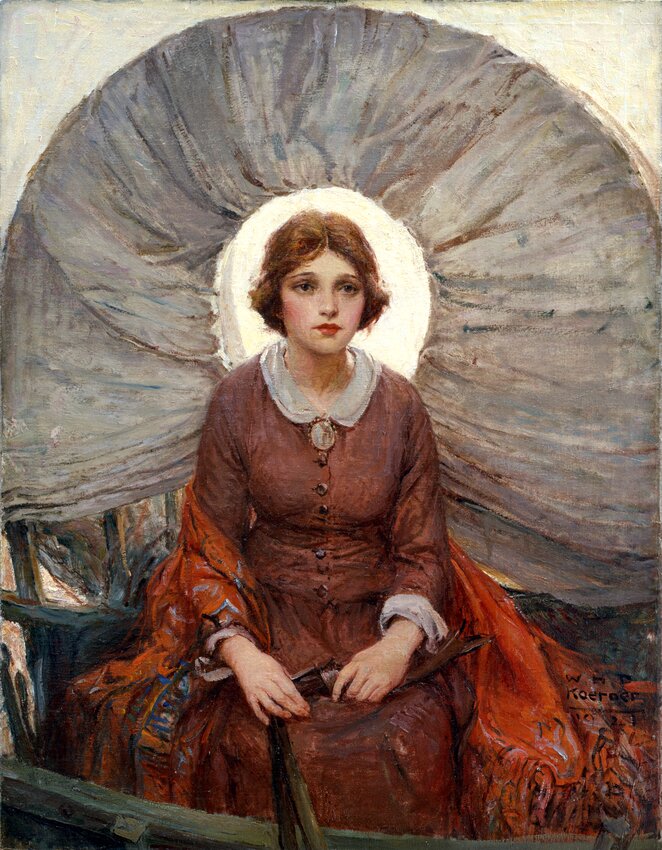 W.H.D. Koerner (American, 1878 – 1938), “Madonna of the Prairie,” 1921, oil on canvas, 43 1/2 by 35 1/2 by 3 1/2 inches, Buffalo Bill Center of the West, Cody, Wyoming. Museum purchase, 25.77.