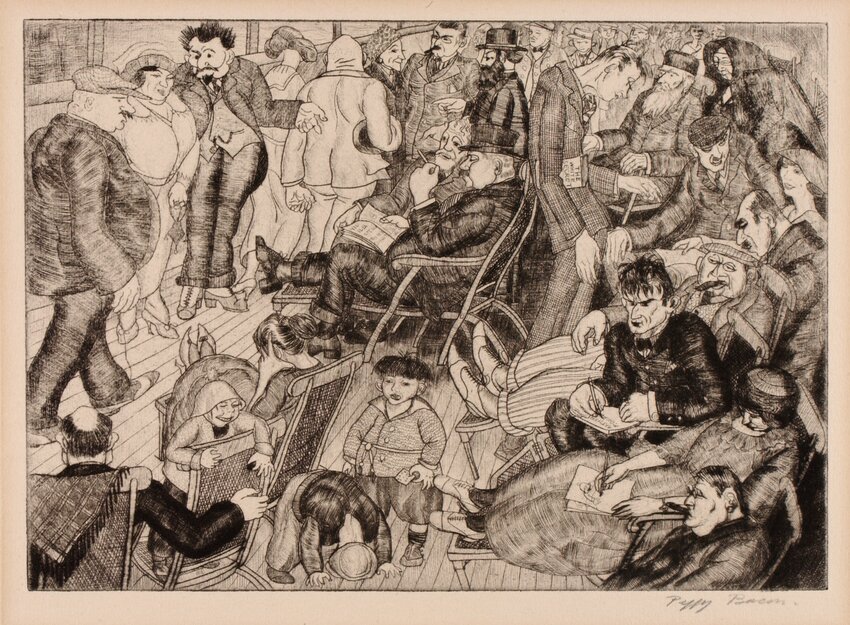 Peggy Bacon, “Promenade Deck,” 1920, drypoint, 6 by 8 3/8 inches, Smithsonian American Art Museum, Gift of Frank McClure, © The Estate of Peggy Bacon
