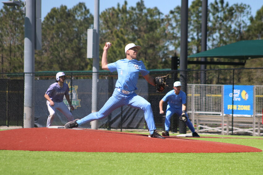 Aspen McAdoo earned the save against Orange Park High in a semifinal matchup to secure a spot in the district championship for the Sharks.