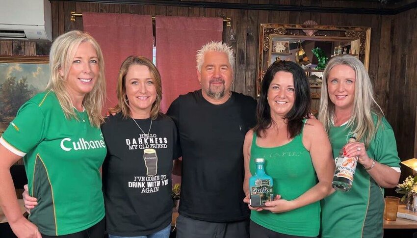 The Culhane sisters — Lynda, Michelle, Mary Jane and Áine — with Guy Fieri.