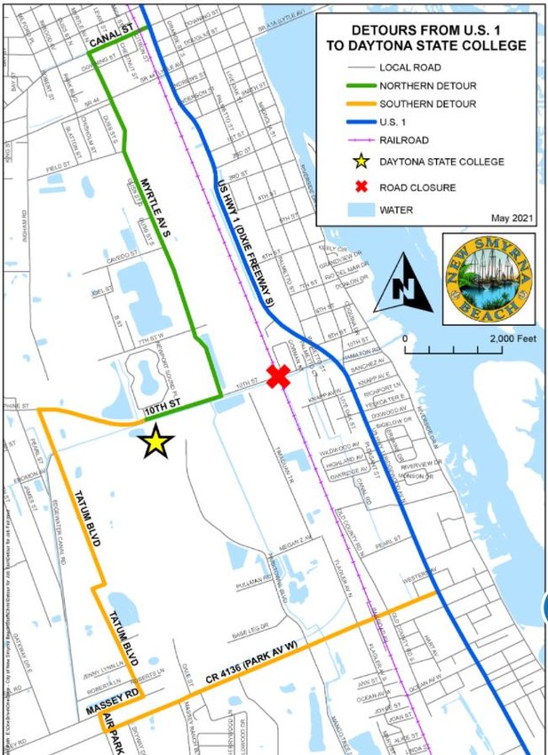 Detour Map for DSC NSB-Edgewater campus