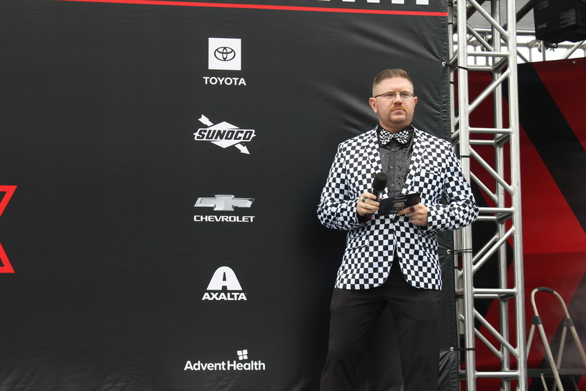 Palm Coast resident Matt Graifer, AKA 'The Young Professor', handled driver introductions for the Cup Series race.