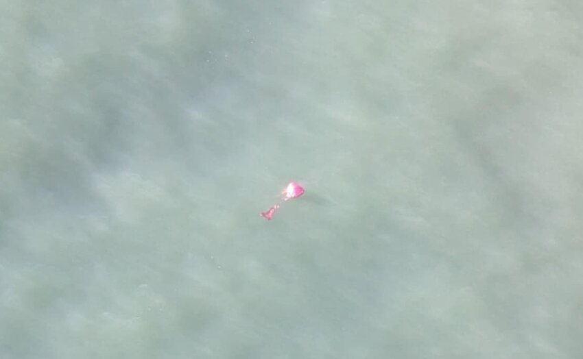 The aerial photo said to possibly depict the Brunswick boaters’ life raft.