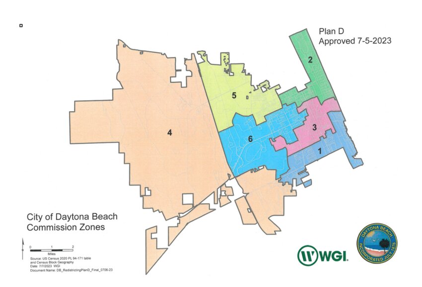The current Daytona Beach district map, as documented in the ALCU's lawsuit.