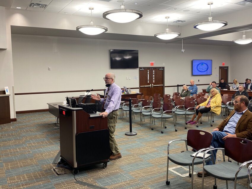 Board member Vincent Lyon, an attorney, speaks on the FHS’s behalf.