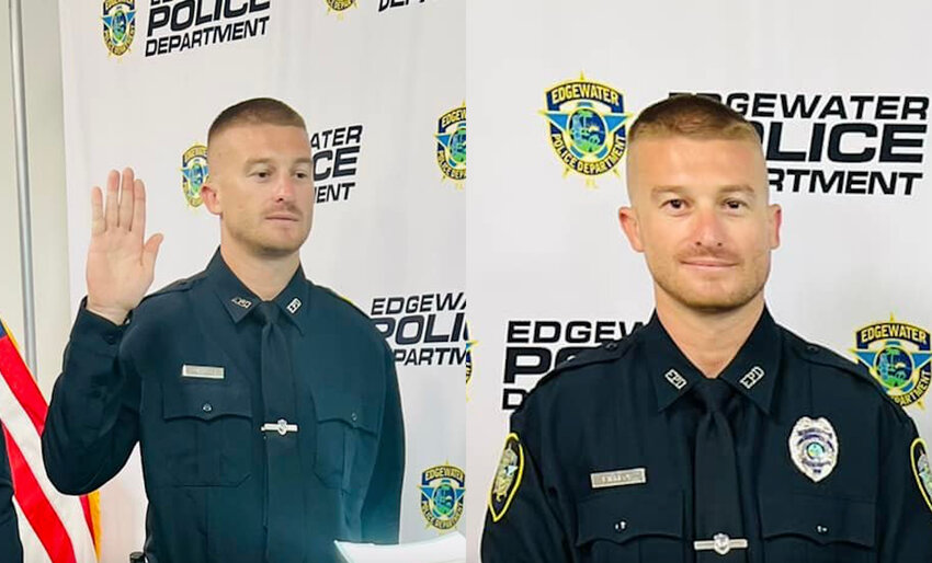 Photos from Daniel Rippeon's swearing-in with the Edgewater Police Department in 2022.