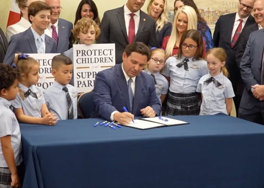 Governor Ron DeSantis signs the Parental Rights in Education bill into law earlier this year.